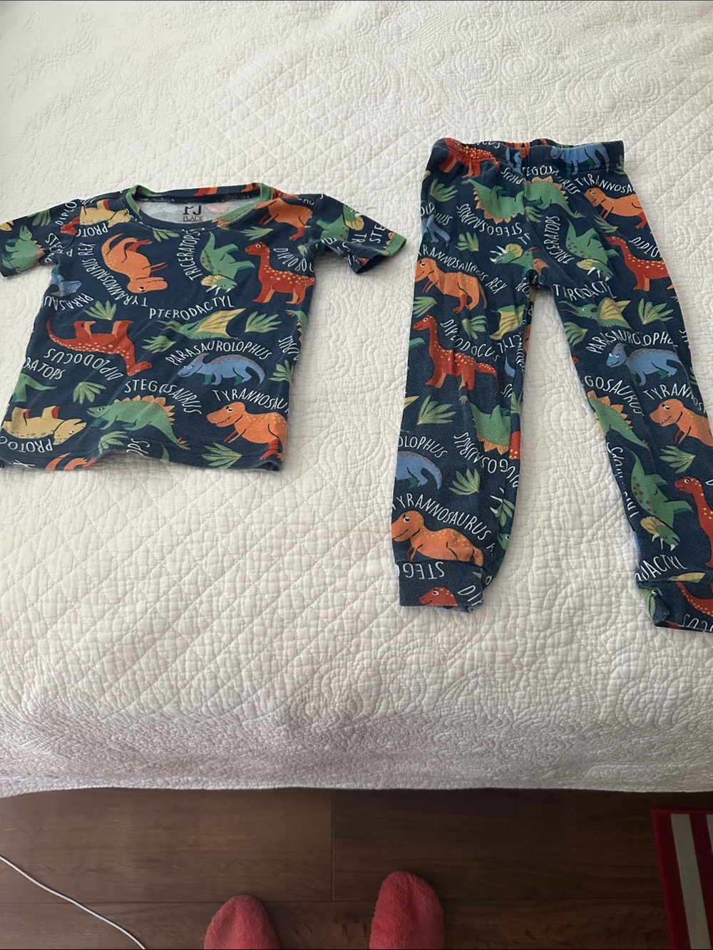 The Children’s Place Boys Dinosaur Print Pajama Set in Navy, Green, Orange